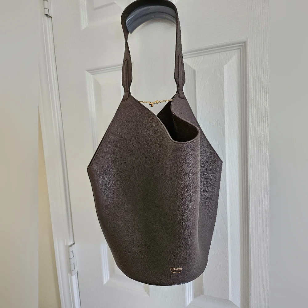 Khaite Small Lotus Bag Dark Brown Pebbled Leather Excellent Condition MSRP $2480 - Picture 9 of 16